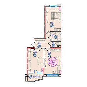 2 комнатная 62.2м²