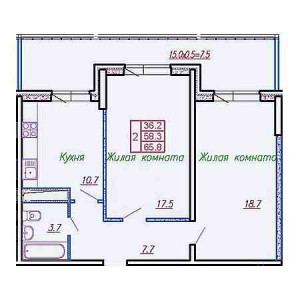 2 комнатная 65.8м²