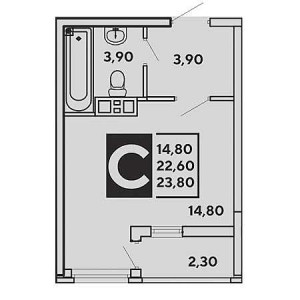 Студия 23.8м²