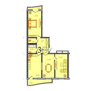 3 комнатная 97.22м²