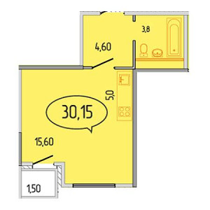 1 комнатная 30.15м²