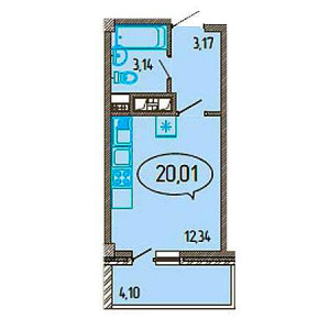 Студия 20.01м²