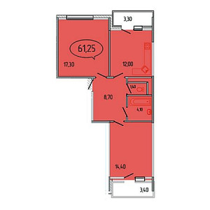 2 комнатная 61.25м²