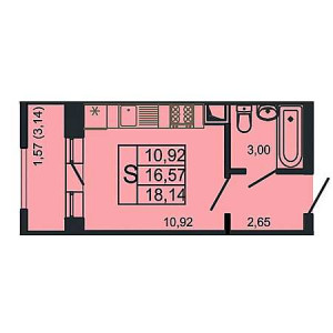 Студия 18.14м²