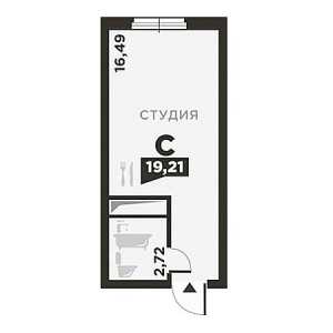 Студия 19.21м²