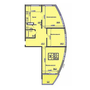 3 комнатная 102.4м²