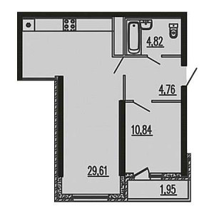 1 комнатная 51.98м²