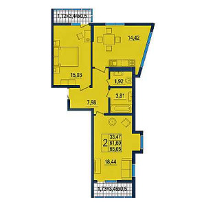 2 комнатная 65.05м²