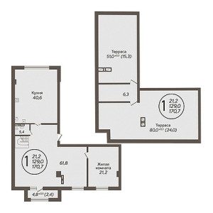 Пентхаус 170.7м²