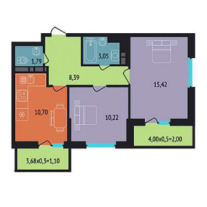 2 комнатная 52.67м²