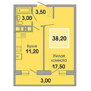 1 комнатная 38.2м²