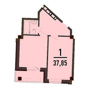 1 комнатная 37.85м²