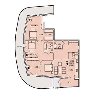 3 комнатная 170.52м²