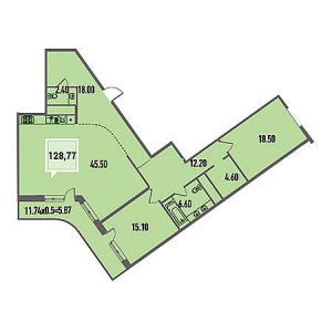 2 комнатная 128.77м²