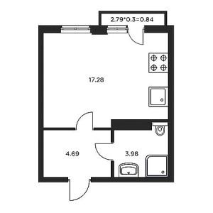 Студия 26.79м²