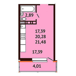 Студия 21.48м²