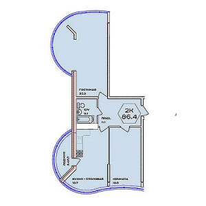 2 комнатная 86.4м²