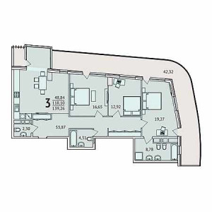 3 комнатная 139.26м²