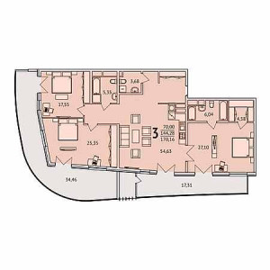 3 комнатная 170.16м²