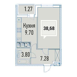 1 комнатная 38.68м²