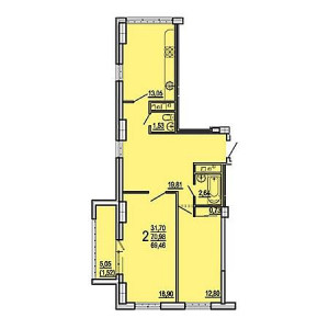 2 комнатная 69.46м²