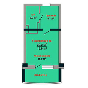 Студия 29.2м²