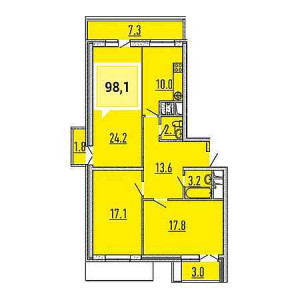 3 комнатная 98.1м²