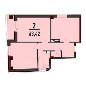 2 комнатная 63.42м²