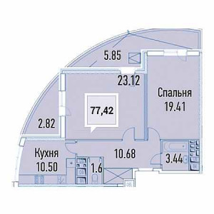 2 комнатная 77.42м²