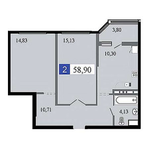 2 комнатная 58.9м²