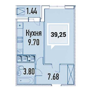 1 комнатная 39.25м²