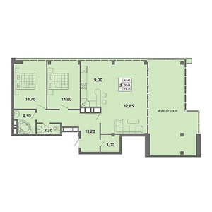 3 комнатная 113.25м²