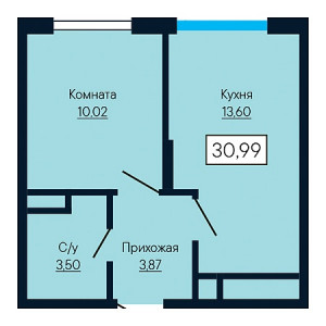 1 комнатная 30.99м²