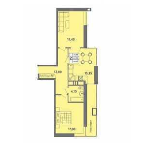 2 комнатная 68.65м²