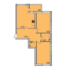 2 комнатная 62.68м²