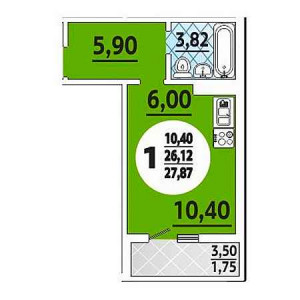 Студия 27.87м²