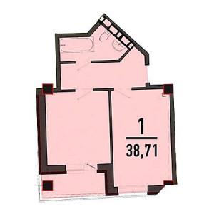 1 комнатная 38.71м²