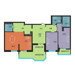 2 комнатная 89.31м²