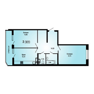 2 комнатная 68.11м²