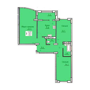 3 комнатная 79.1м²