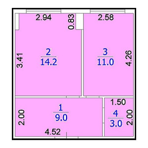 1 комнатная 36.2м²