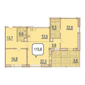 Пентхаус 115.6м²