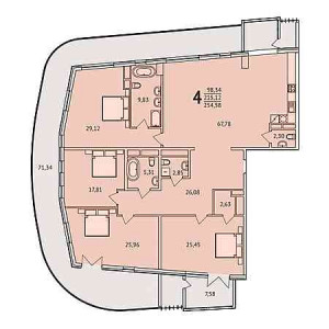 4+ комнат 254.58м²