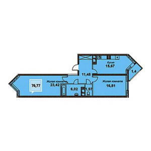 2 комнатная 76.77м²