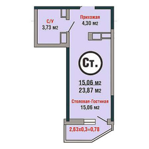 Студия 23.87м²