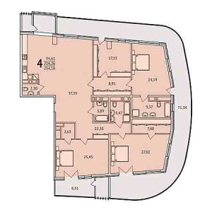 4+ комнат 254.18м²