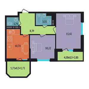 2 комнатная 53.29м²