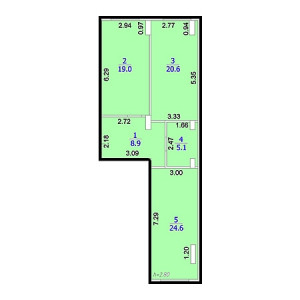 2 комнатная 78.2м²