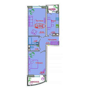 2 комнатная 71.78м²