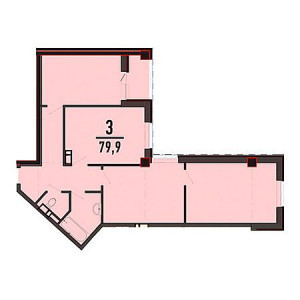 3 комнатная 79.9м²